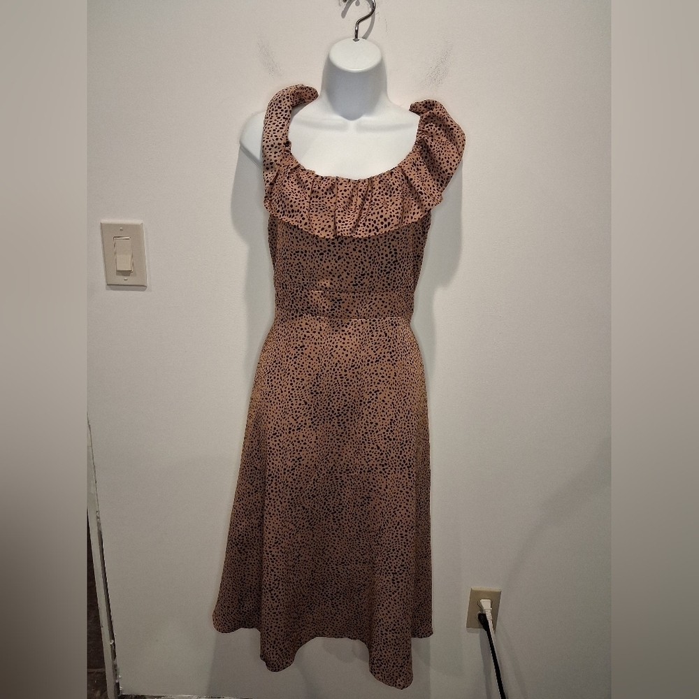 Reset By Jane Size L Brown/Black Animal Print Fit&Flare Dress Pockets